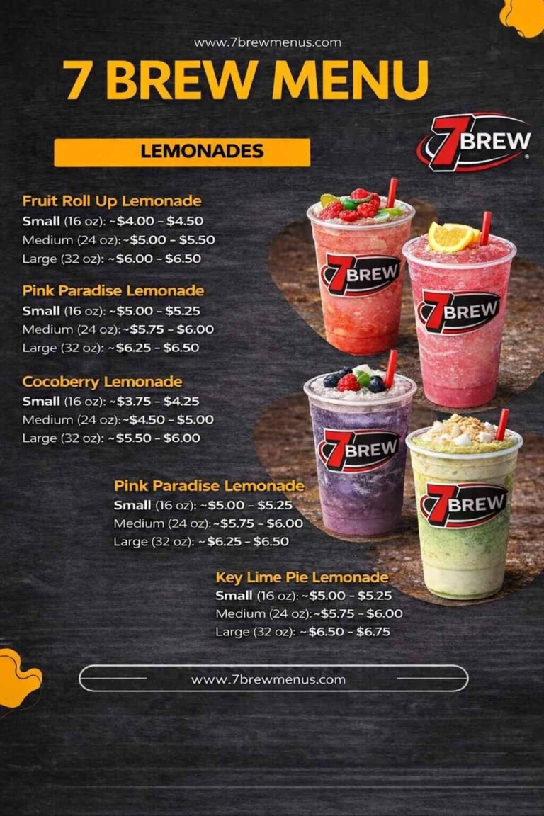 7 Brew Menu With Prices April 2026